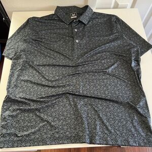 Deolax XXL Golf Polo Shirt Gray‎ Floral Short Sleeve Menswear